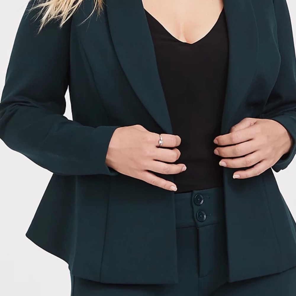 Torrid Studio Uptown Premium Pointe Green Stretch Peplum Blazer